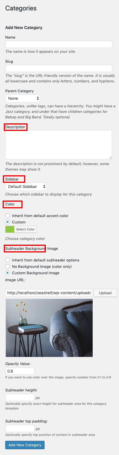 Categories Setup - SeaShell WordPress Theme Documentation - Meks