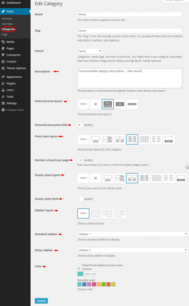 Categories Setup - Voice WordPress Theme Documentation - Meks
