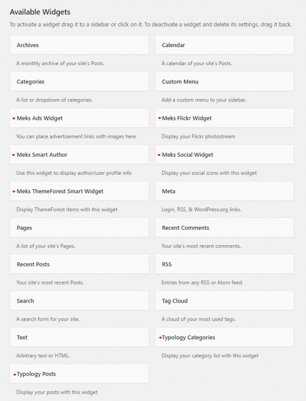 Widgets - Typology WordPress Theme Documentation - Meks